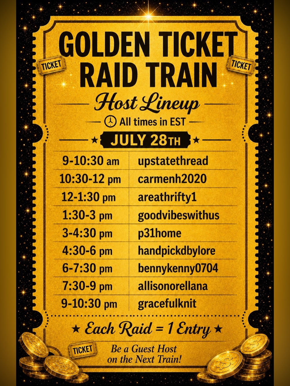 🚂🎟️ $3 Golden Ticket Raid Train 🎟️ 🚂 July 28th - Picture 2 of 2